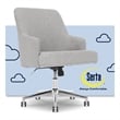 Serta Leighton Home Office Desk Chair Chrome Nailheads Twill Fabric Light Gray