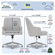 Serta Leighton Home Office Desk Chair Chrome Nailheads Twill Fabric Light Gray