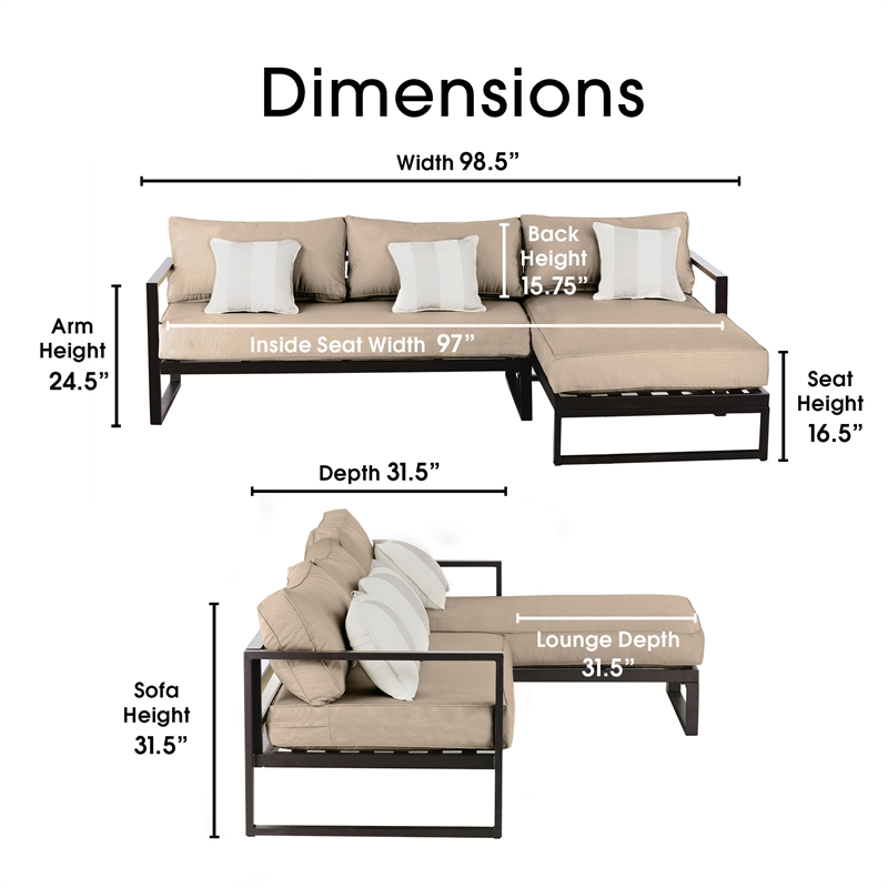 Serta Catalina Outdoor Sectional in Bronze