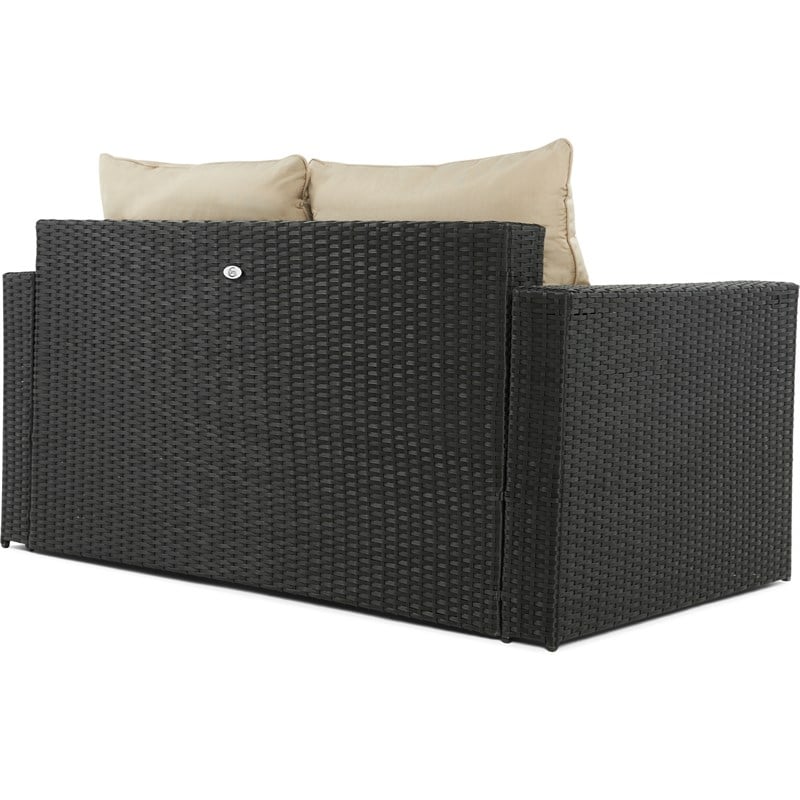 Serta Laguna 2 Piece Wicker Patio Sofa Set in Black