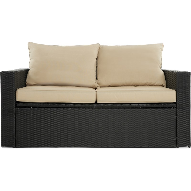 Serta Laguna 2 Piece Wicker Patio Sofa Set in Black