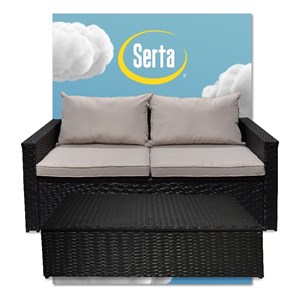Serta Laguna 2 Piece Wicker Patio Sofa Set in Black