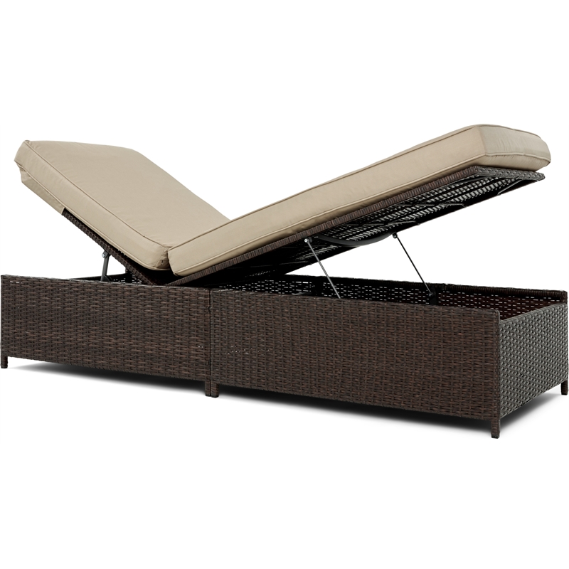 Serta Laguna Wicker Patio Storage Chaise Lounge in Brown