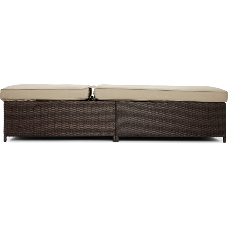 Serta Laguna Wicker Patio Storage Chaise Lounge in Brown