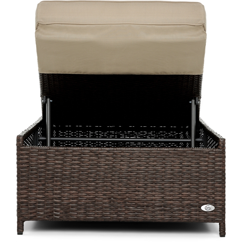 Serta Laguna Wicker Patio Storage Chaise Lounge in Brown