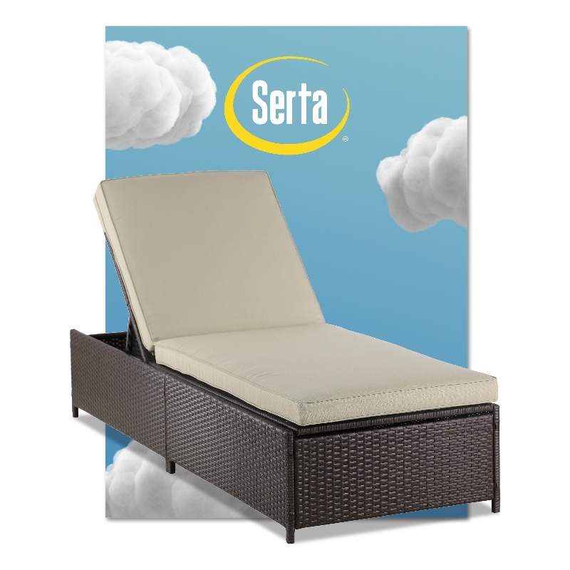 Serta Laguna Wicker Patio Storage Chaise Lounge in Brown