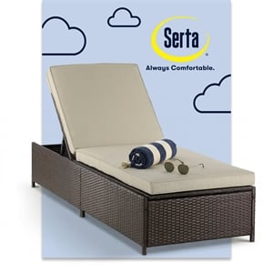 Serta Laguna Wicker Patio Storage Chaise Lounge in Brown