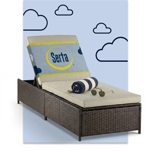 Serta Laguna Wicker Patio Storage Chaise Lounge in Brown
