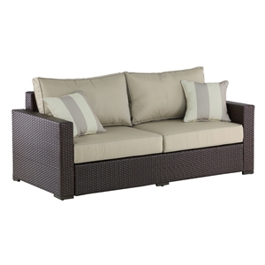 Serta Laguna Wicker Patio Sofa with Cushions in Brown