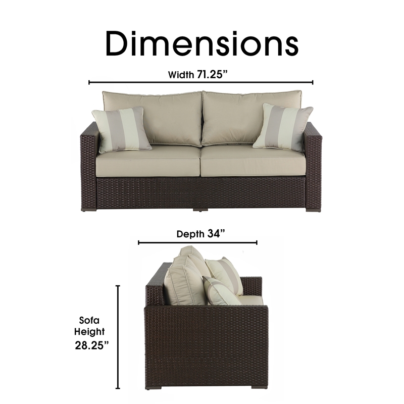 Serta Laguna Wicker Patio Sofa with Cushions in Brown