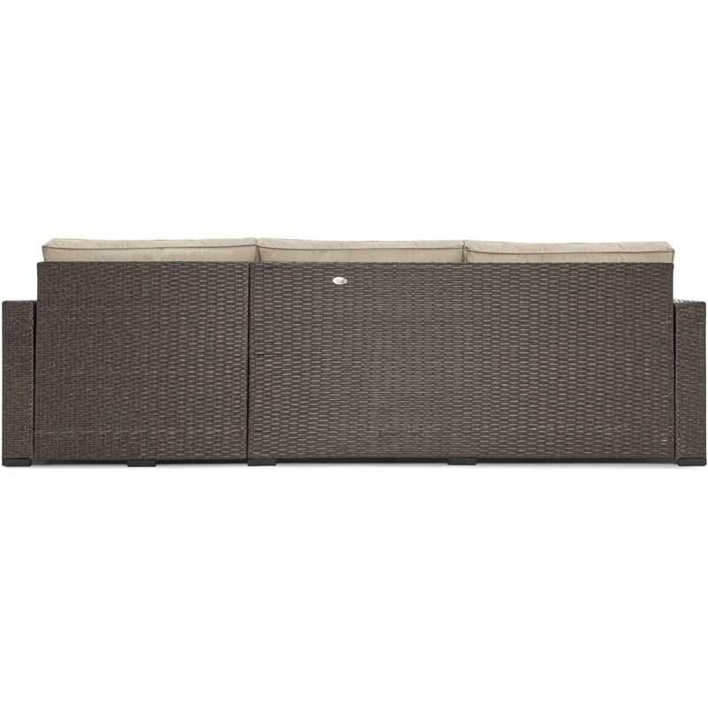 Serta Laguna Wicker Patio Storage Sectional with Cushions in Brown