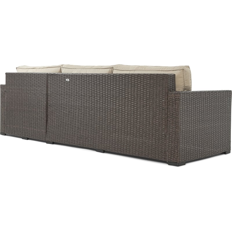 Serta Laguna Wicker Patio Storage Sectional with Cushions in Brown