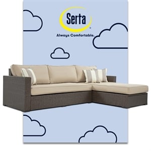 Serta Laguna Wicker Patio Storage Sectional with Cushions in Brown