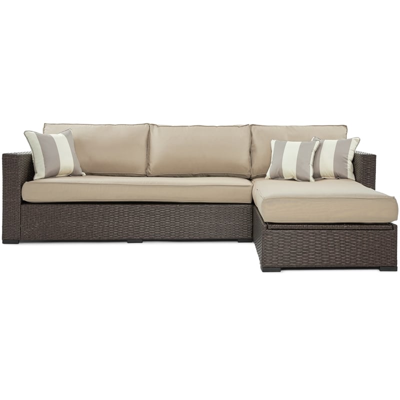 Serta Laguna Wicker Patio Storage Sectional with Cushions in Brown