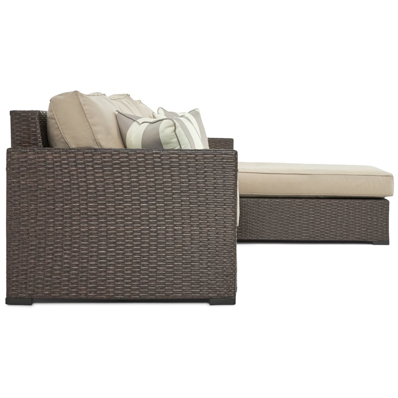 Serta Laguna Wicker Patio Storage Sectional with Cushions in Brown