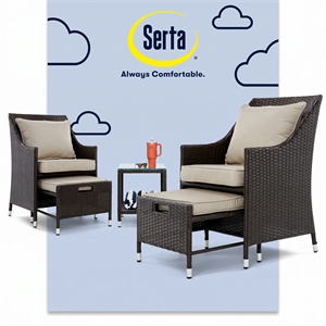 Serta Laguna 5 Piece Wicker Patio Sofa Set in Brown