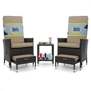 Serta Laguna 5 Piece Wicker Patio Reclining Sofa Set in Brown