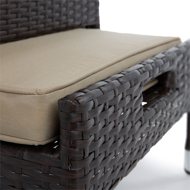 Serta Laguna 5 Piece Wicker Patio Reclining Sofa Set in Brown