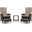 Serta Laguna 5 Piece Wicker Patio Reclining Sofa Set in Brown
