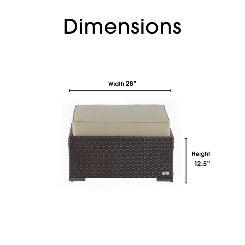 Serta Laguna Wicker Patio Ottoman in Brown