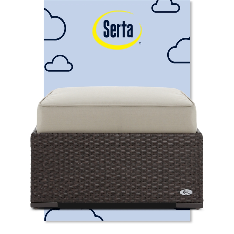 Serta Laguna Wicker Patio Ottoman in Brown