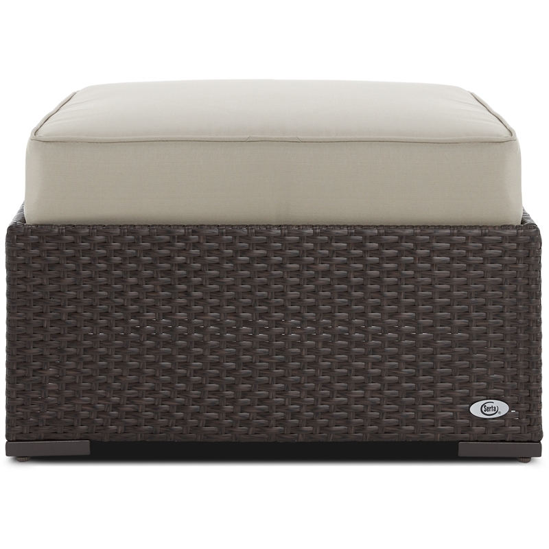 Serta Laguna Wicker Patio Ottoman in Brown