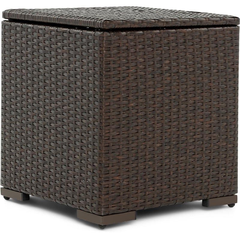 Serta Laguna Wicker Patio Storage Side Table in Brown