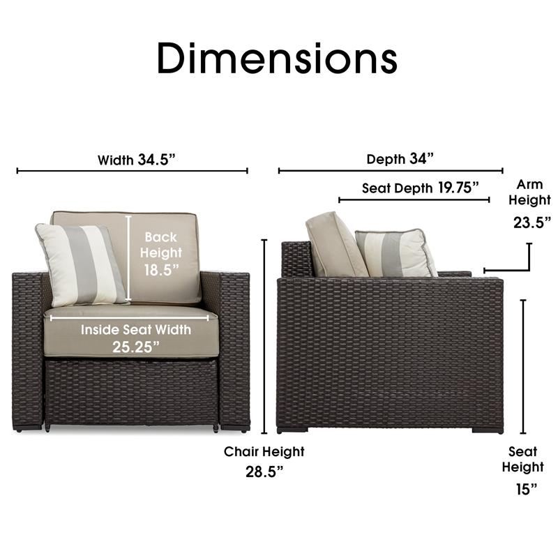 Serta Laguna Wicker Patio Arm Chair in Brown