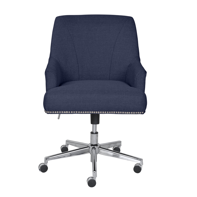 Serta At Home Style Leighton Twill Office Swivel Chair In Blue