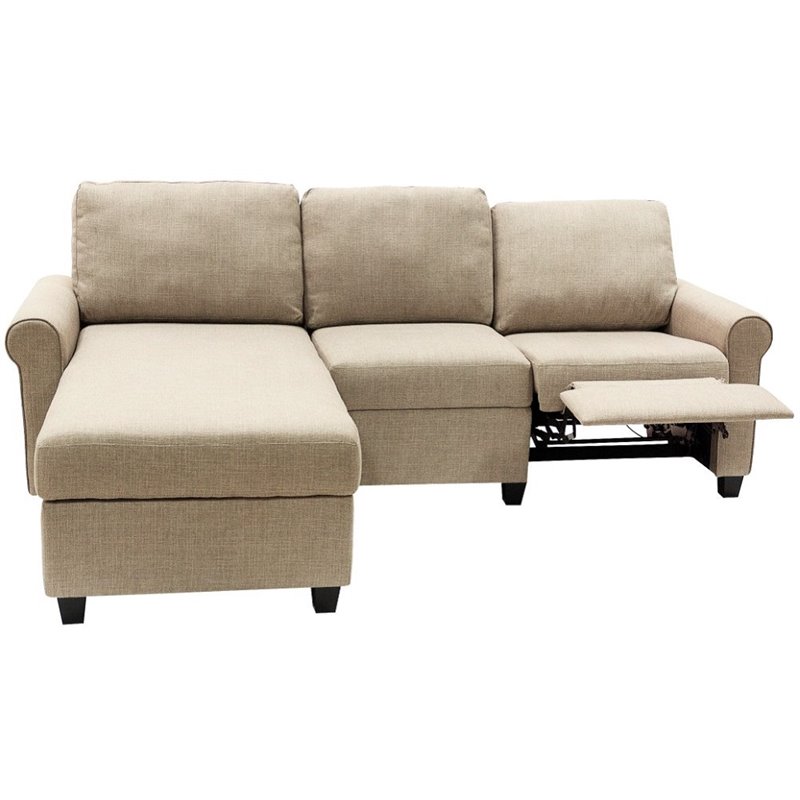 Serta at Home Copenhagen Left Facing Reclining Sectional in Beige