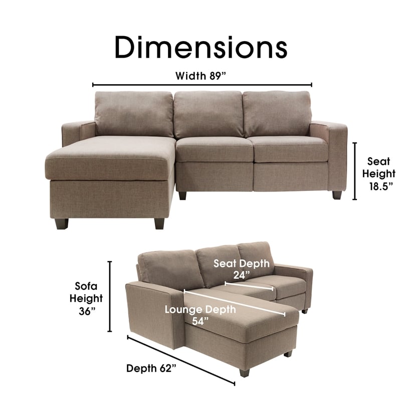 Serta at Home Palisades Left Facing Reclining Sectional in Beige