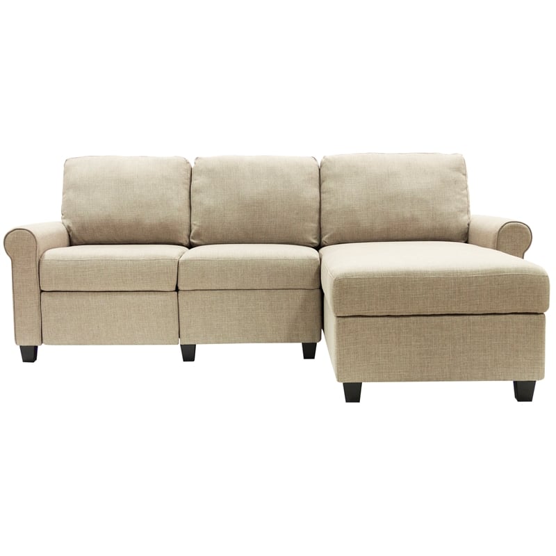 Serta Copenhagen Reclining Sectional Sofa with Right Storage Chaise Beige