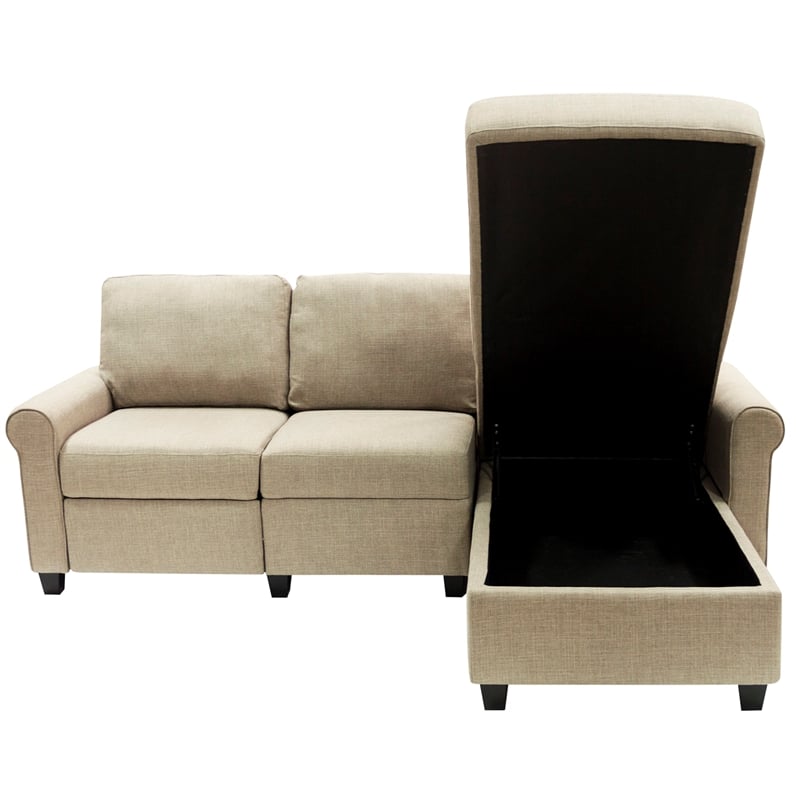 Serta Copenhagen Reclining Sectional Sofa with Right Storage Chaise Beige