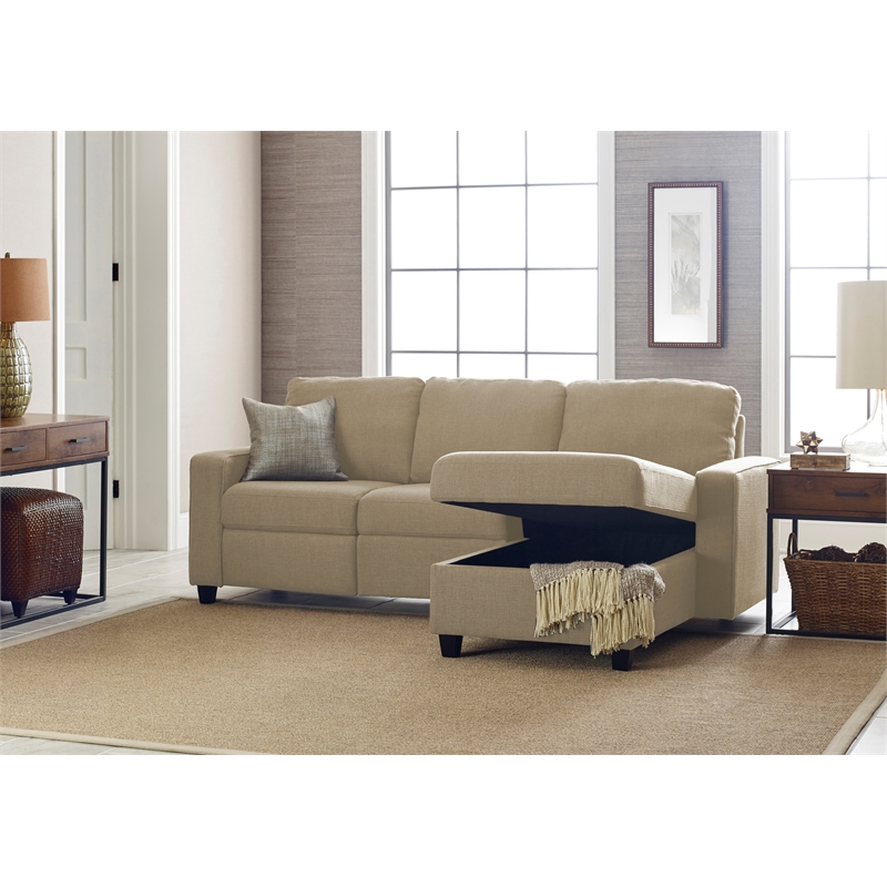 Serta Palisades Reclining Sectional Sofa with Right Storage Chaise Beige Cymax Business