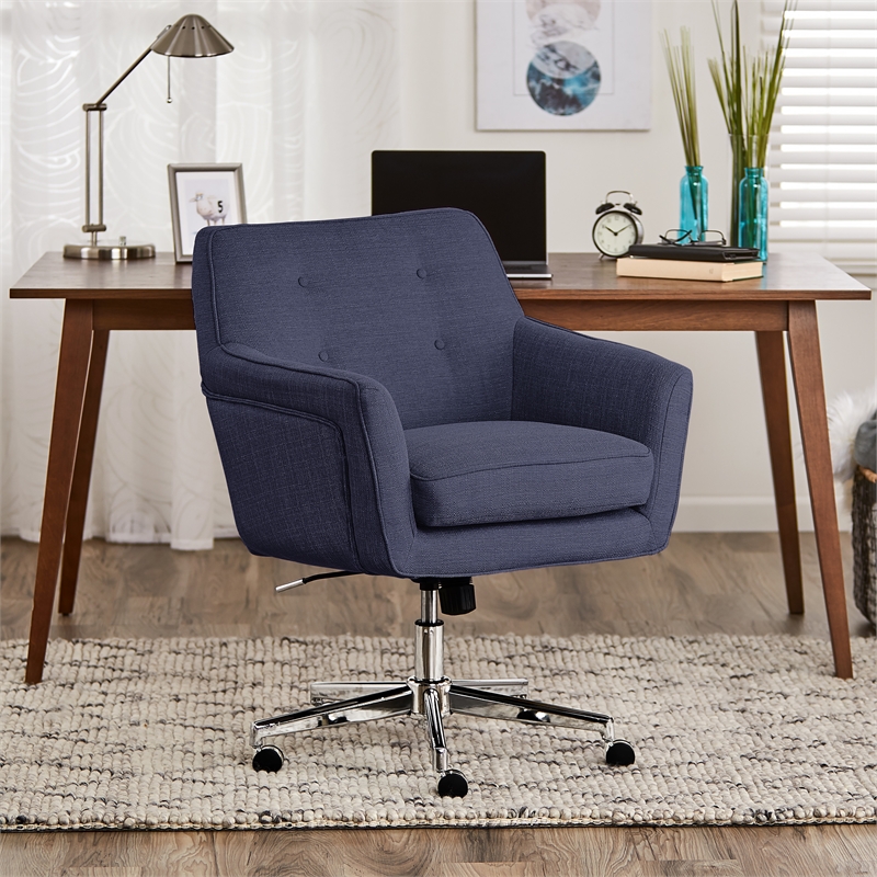 Serta At Home Style Ashland Twill Fabric Office Swivel Chair In Blue