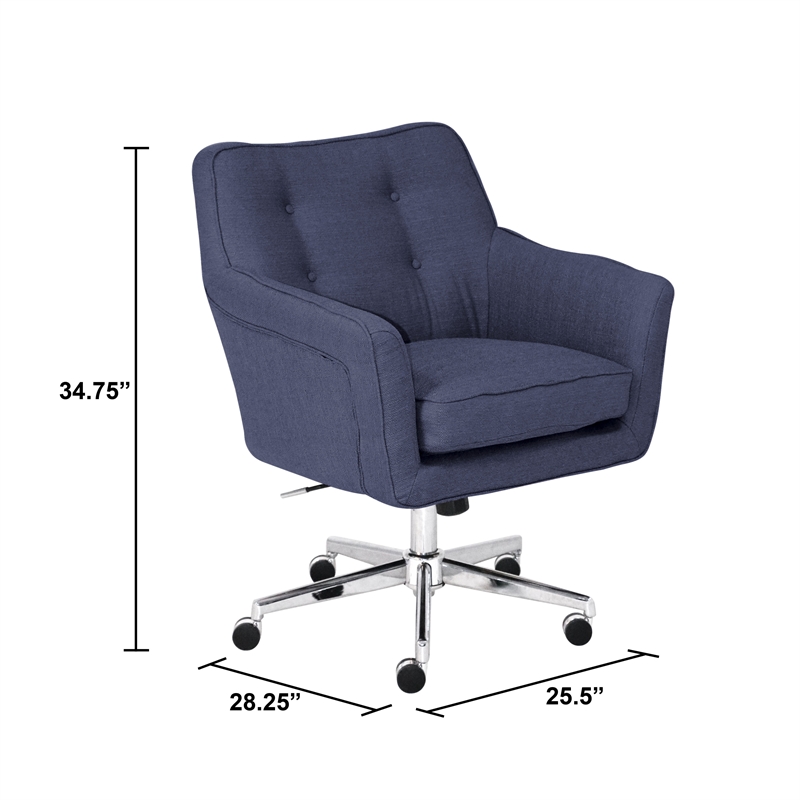 Serta At Home Style Ashland Twill Fabric Office Swivel Chair In Blue