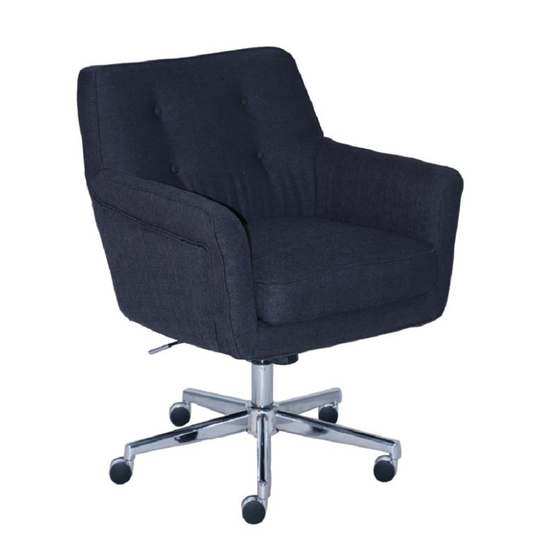 Serta At Home Style Ashland Twill Fabric Office Swivel Chair In Blue Serta At Home Style Ashland Twill Fabric Office Swivel Chair In Blue