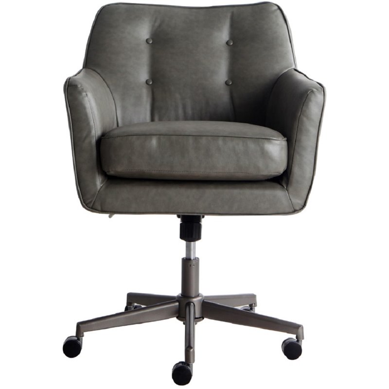 Serta At Home Style Ashland Leather Office Swivel Chair In Gray Serta At Home Style Ashland Leather Office Swivel Chair In Gray