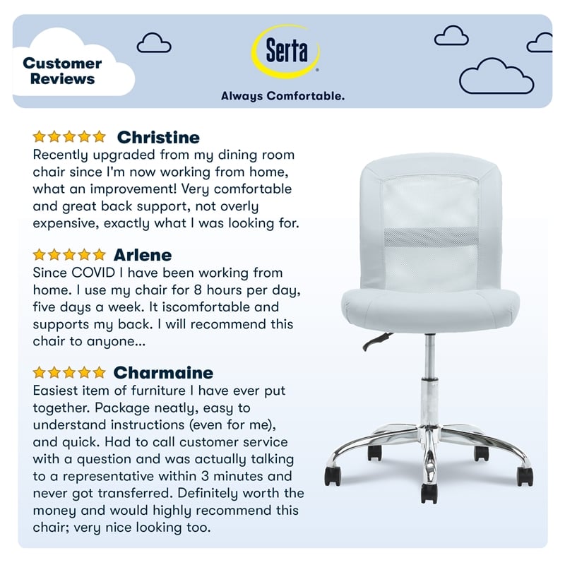 Serta at Home Essentials Faux Leather Office Chair in Blue Sky