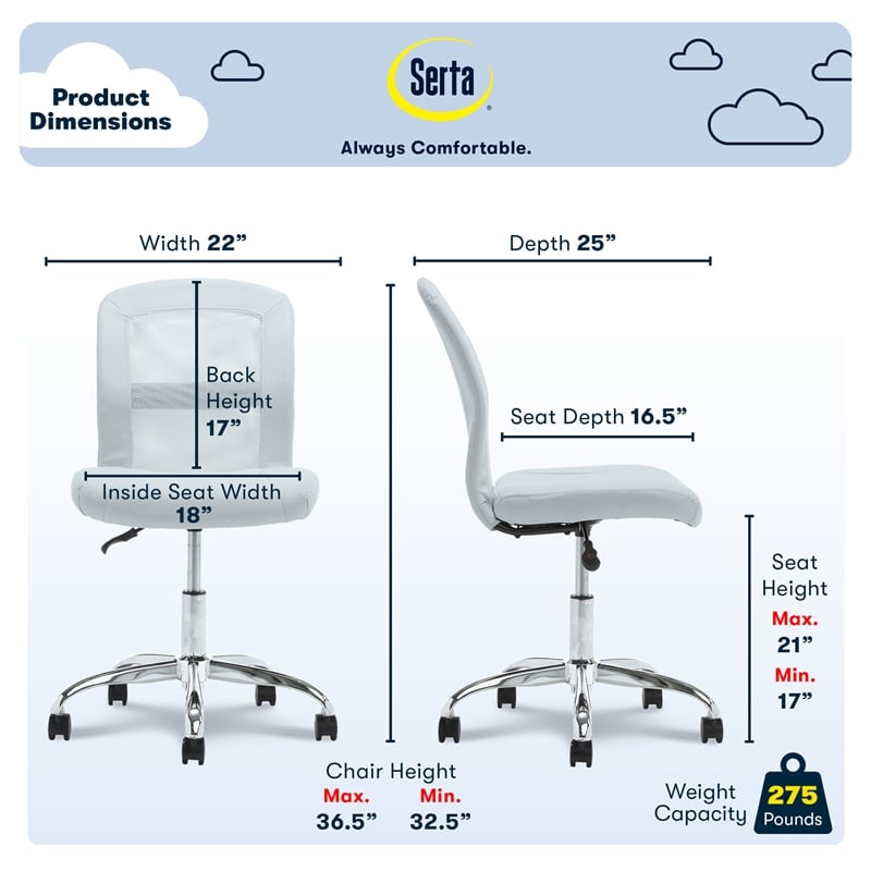 Serta at Home Essentials Faux Leather Office Chair in Blue Sky