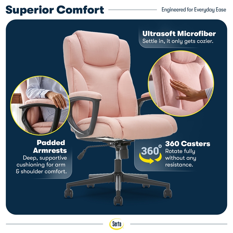 Serta at Home Style Hannah II Office Swivel Chair in Pink