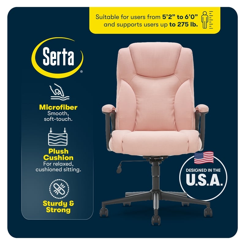 Serta at Home Style Hannah II Office Swivel Chair in Pink