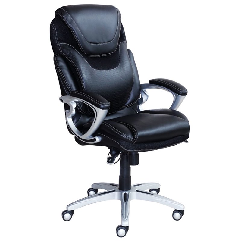 Serta At Home Works Leather Executive Office Swivel Chair In Black Serta At Home Works Leather Executive Office Swivel Chair In Black