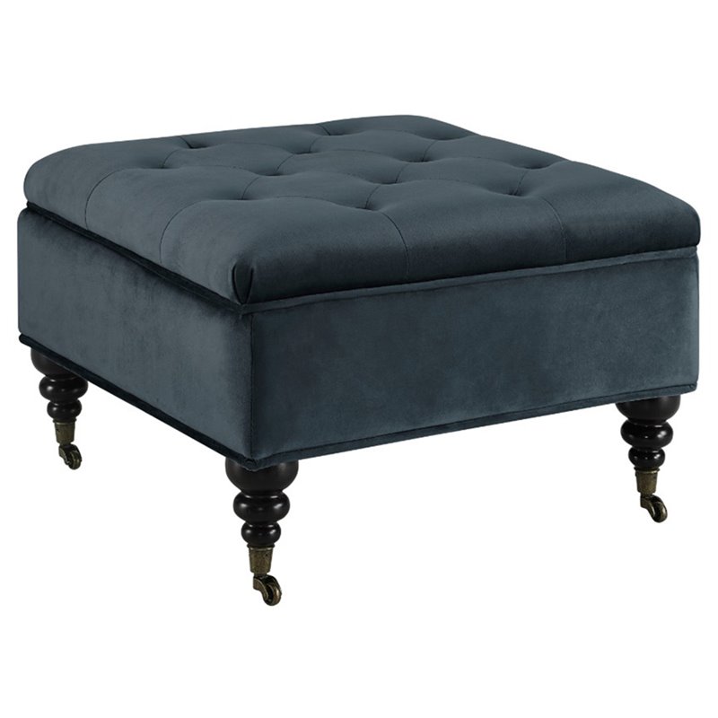 Serta at Home Abbot Square Tufted Storage Ottoman in Cobalt Blue