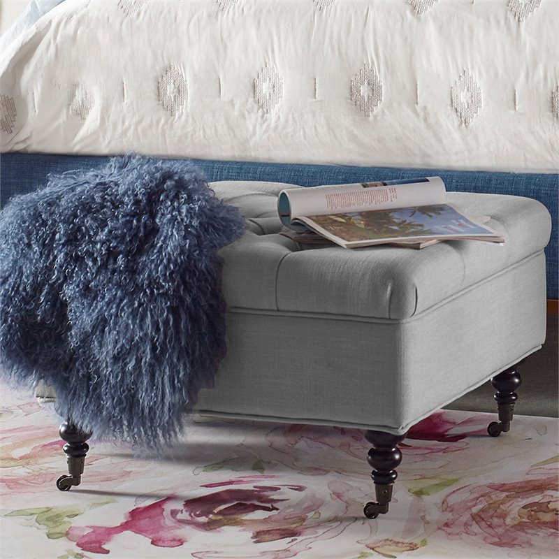 Serta at Home Abbot Square Tufted Storage Ottoman in Pearl Gray Cymax