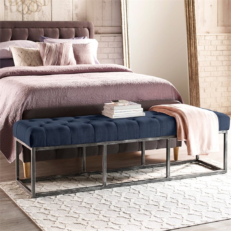 Serta At Home Danes Tufted Bedroom Bench In Cobalt Blue