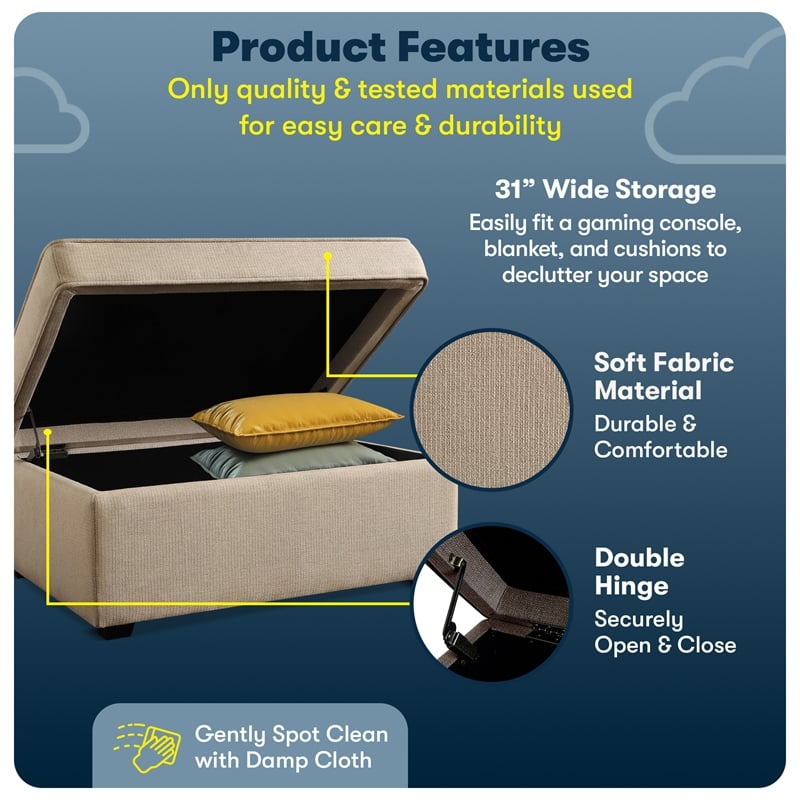 Serta at Home Olin Storage Ottoman in Beige
