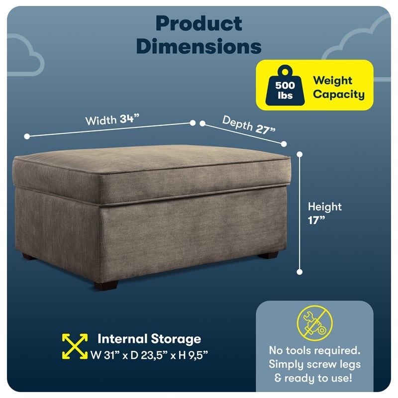 Serta at Home Olin Storage Ottoman in Wild Fawn