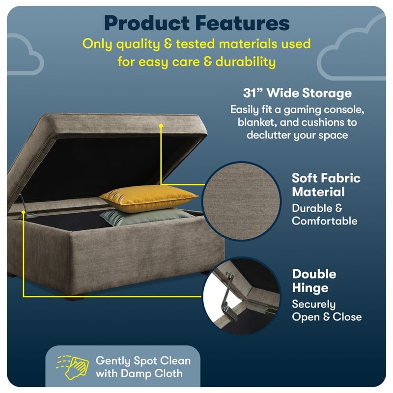 Serta at Home Olin Storage Ottoman in Wild Fawn