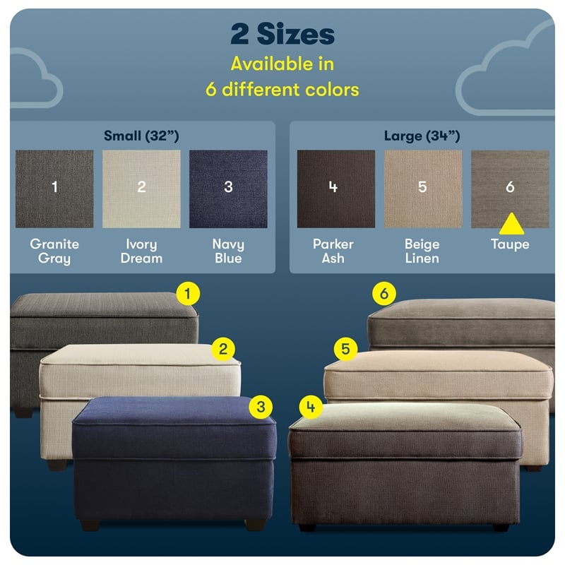 Serta at Home Olin Storage Ottoman in Wild Fawn